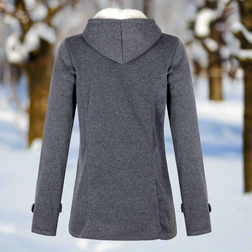 Stilla | Duffle Coat uldblanding hætte med fleece-futter toggle-knapper lommer
