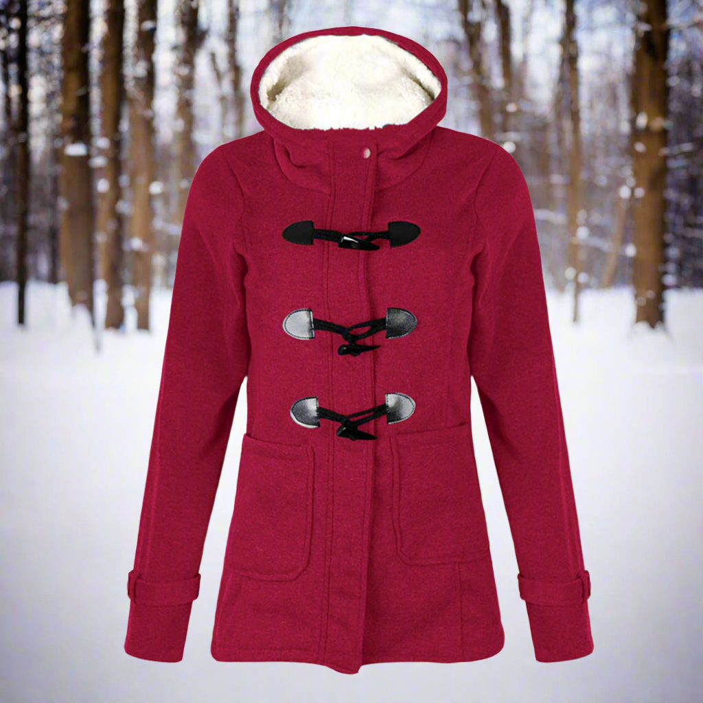 Stilla | Duffle Coat uldblanding hætte med fleece-futter toggle-knapper lommer