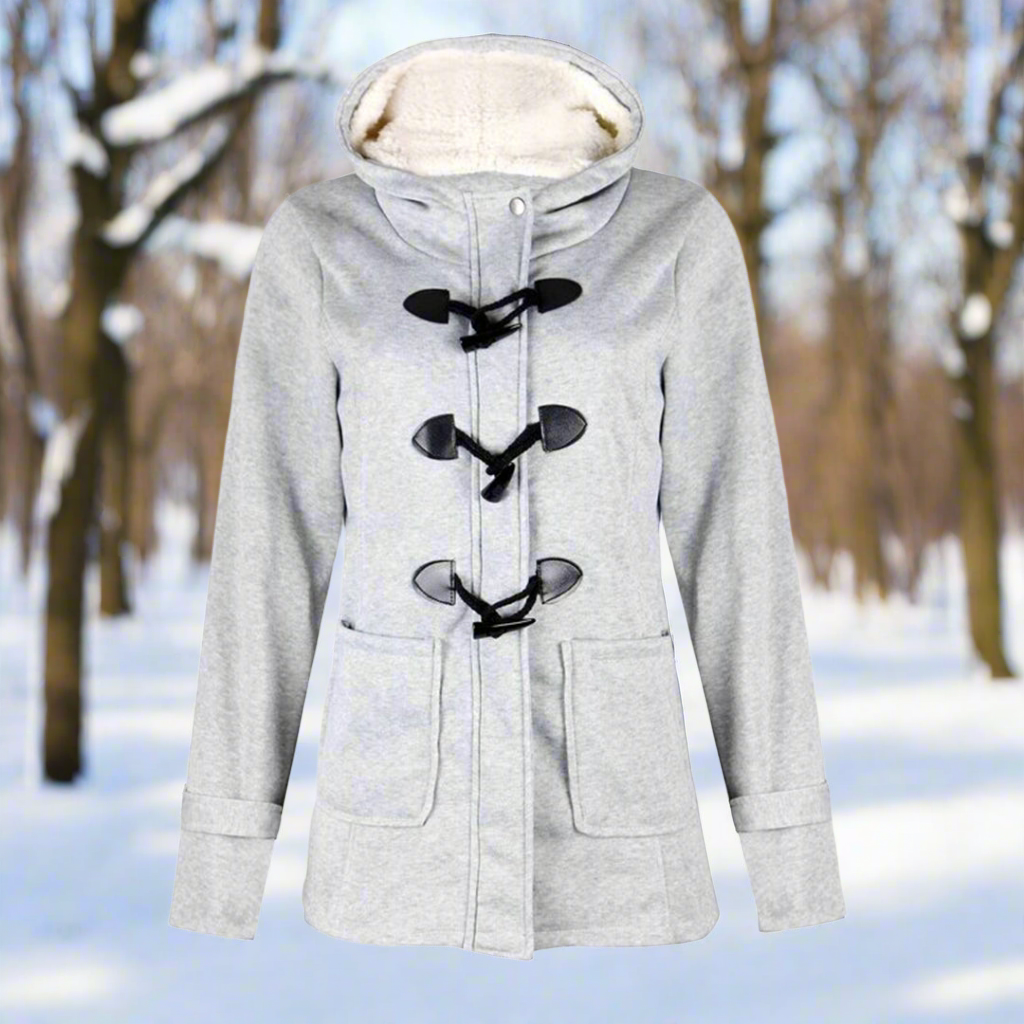 Stilla | Duffle Coat uldblanding hætte med fleece-futter toggle-knapper lommer