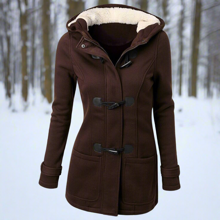 Stilla | Duffle Coat uldblanding hætte med fleece-futter toggle-knapper lommer