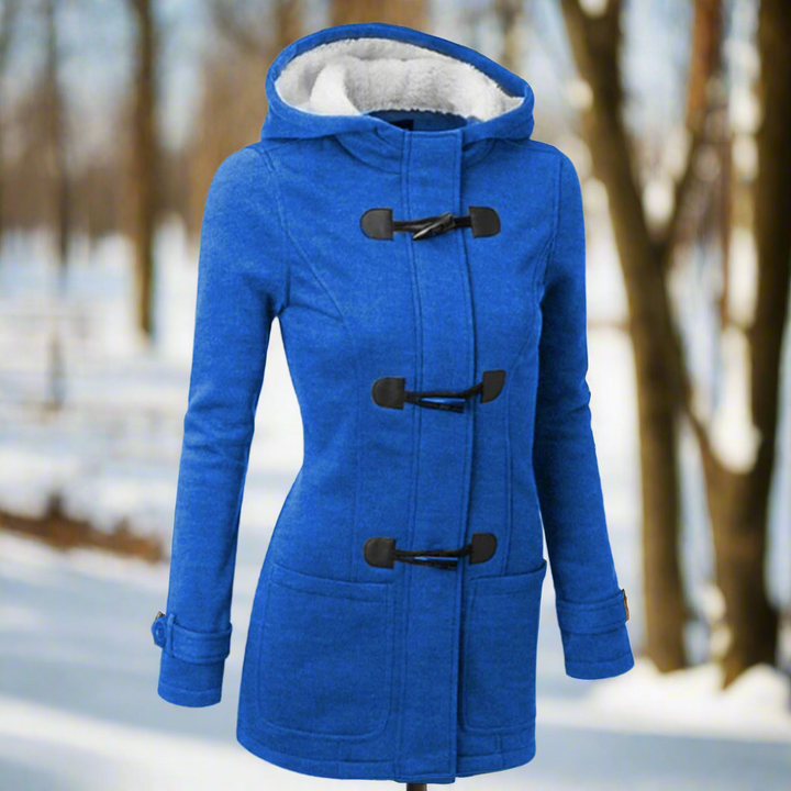 Stilla | Duffle Coat uldblanding hætte med fleece-futter toggle-knapper lommer