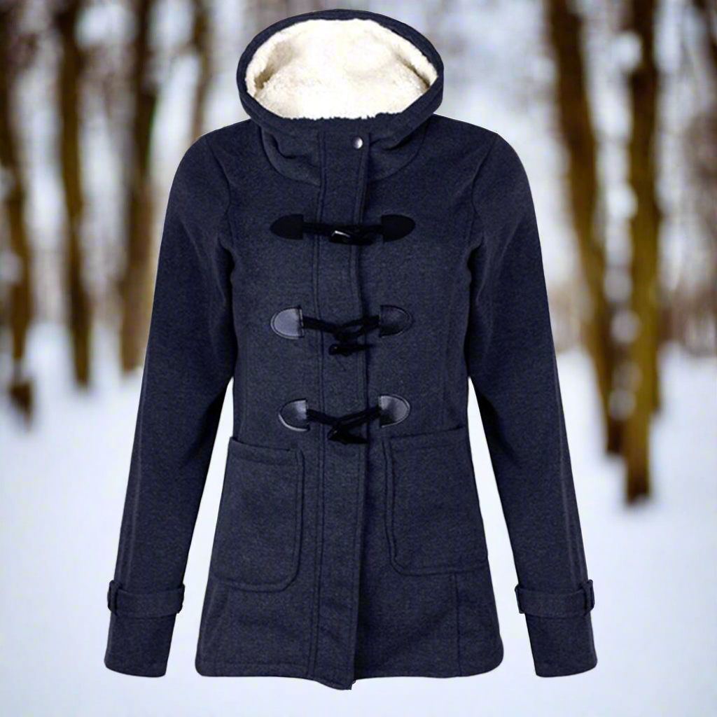 Stilla | Duffle Coat uldblanding hætte med fleece-futter toggle-knapper lommer
