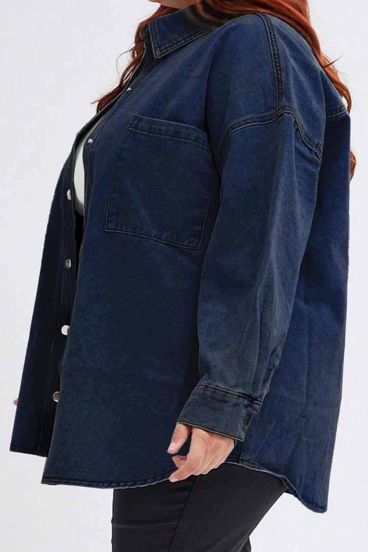 Stilla | Størrelse Snap Down Pocketed Denim Jakke