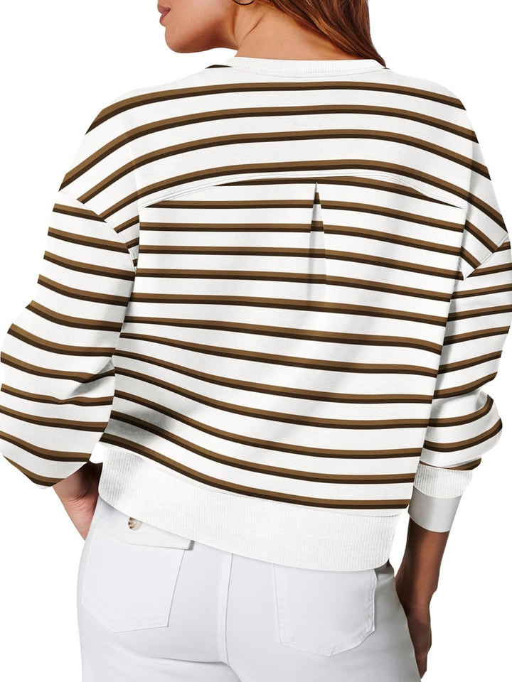 Stilla | Langærmet Stribet Sweatshirt Med Rund hals Lovelet