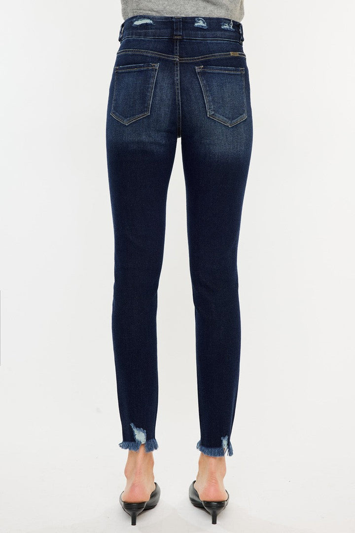 Stilla | Full Size Cat's Whiskers Raw Hem High Waist Jeans