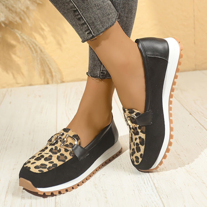 Stilla | Dame Slip on Loafers Panterprint, Skridsikre Og Komfortable