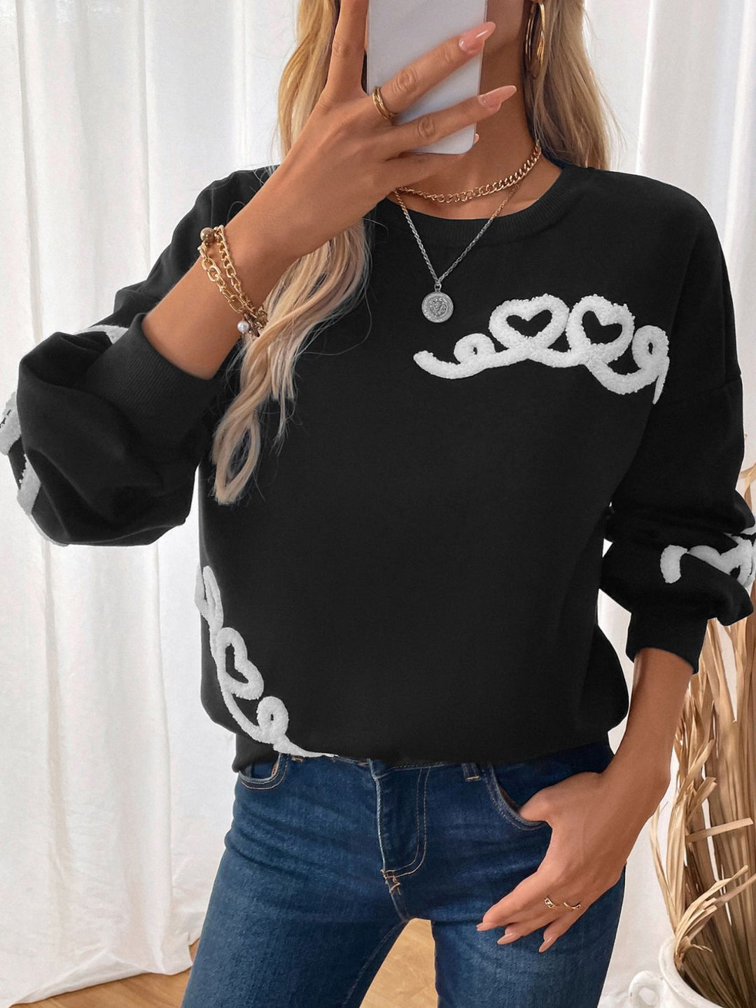 Stilla | Pullover med lange ærmer og rund halsudskæring Perfee Heart