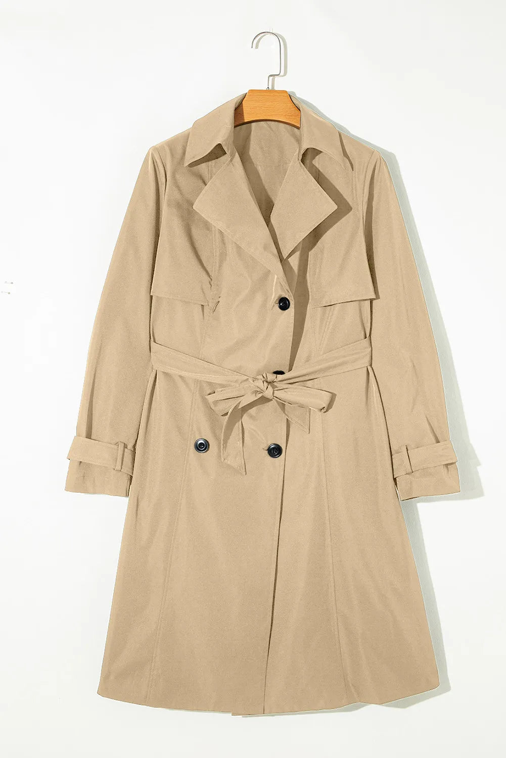 Stilla | Trenchcoat Med Lange Ærmer, Krave og Bindebelt Samt Knapper