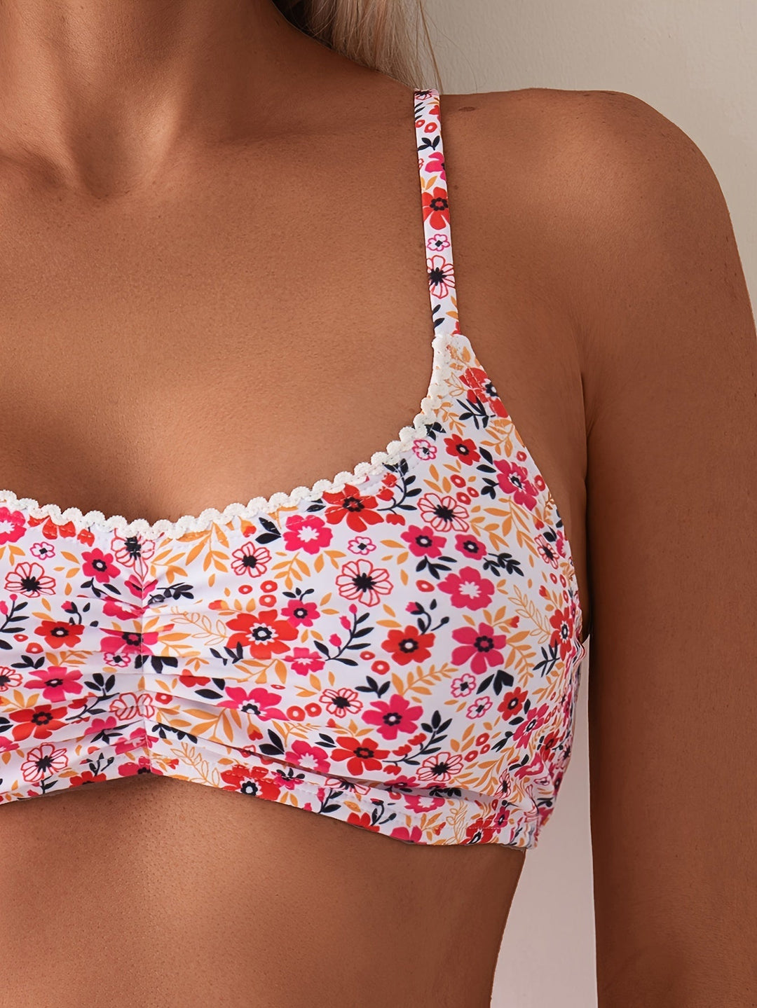 Stilla | Dame Bikini Sæt Med Blomster Todelt Badetøj Med Højt Talje Og Justerbar Mulighed