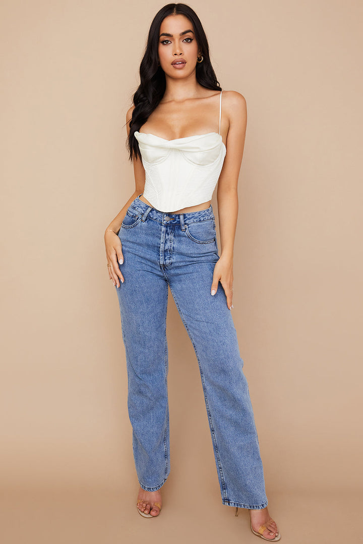 Stilla | Ivory Satin Draperet Korset
