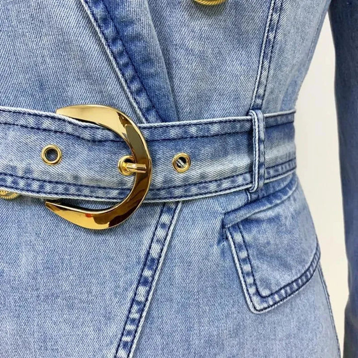 Stilla | Taljeret Denim-Blazer Dame - Casual - Ensfarvet