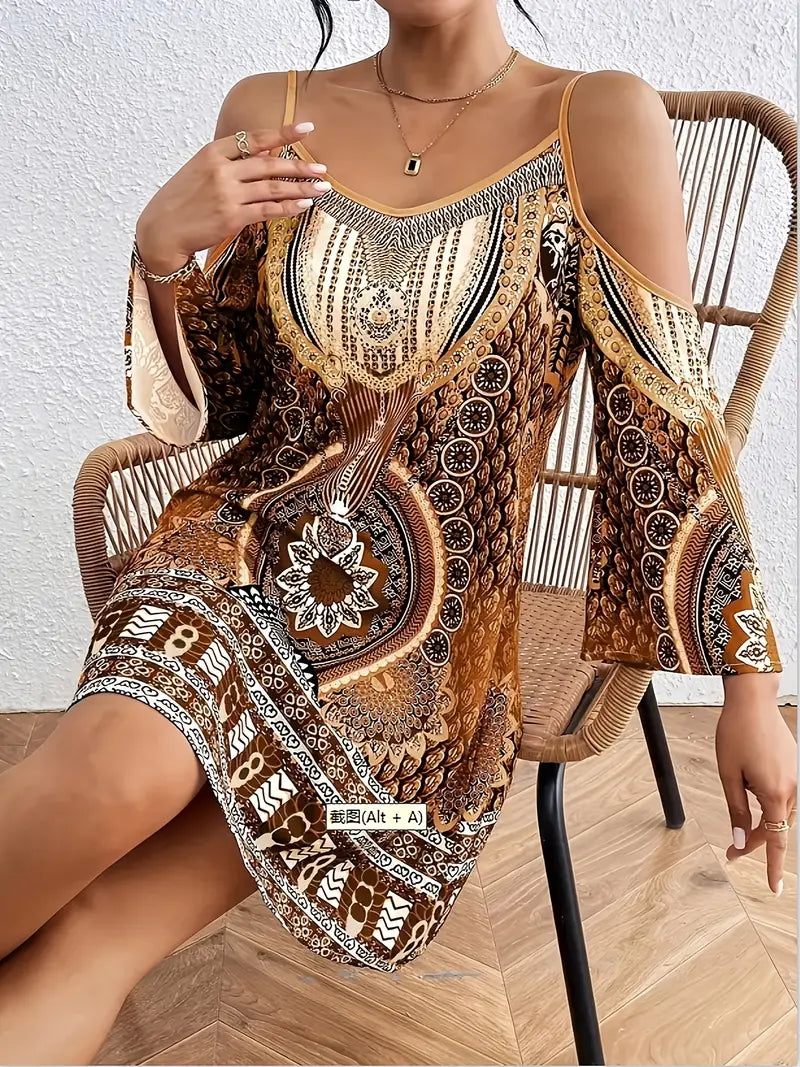 Stilla | Sommerkjole Bohemian Uden Ærmer Med V-Udskæring Og Strandstil Polyester