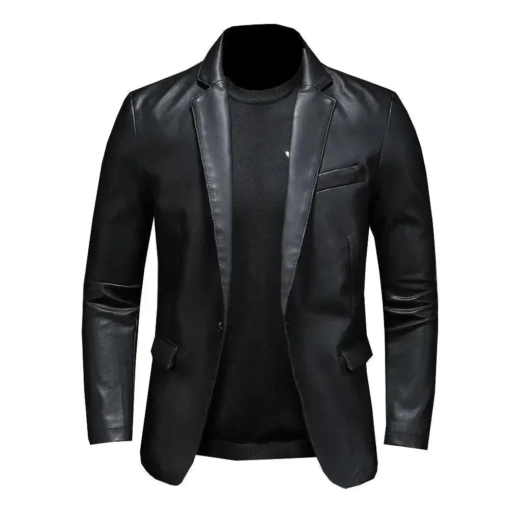 Stilla | Sort PU-læder blazer til herrer