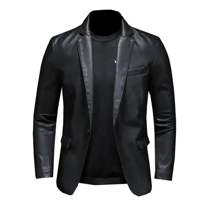 Stilla | Sort PU-læder blazer til herrer