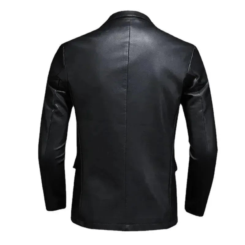 Stilla | Sort PU-læder blazer til herrer