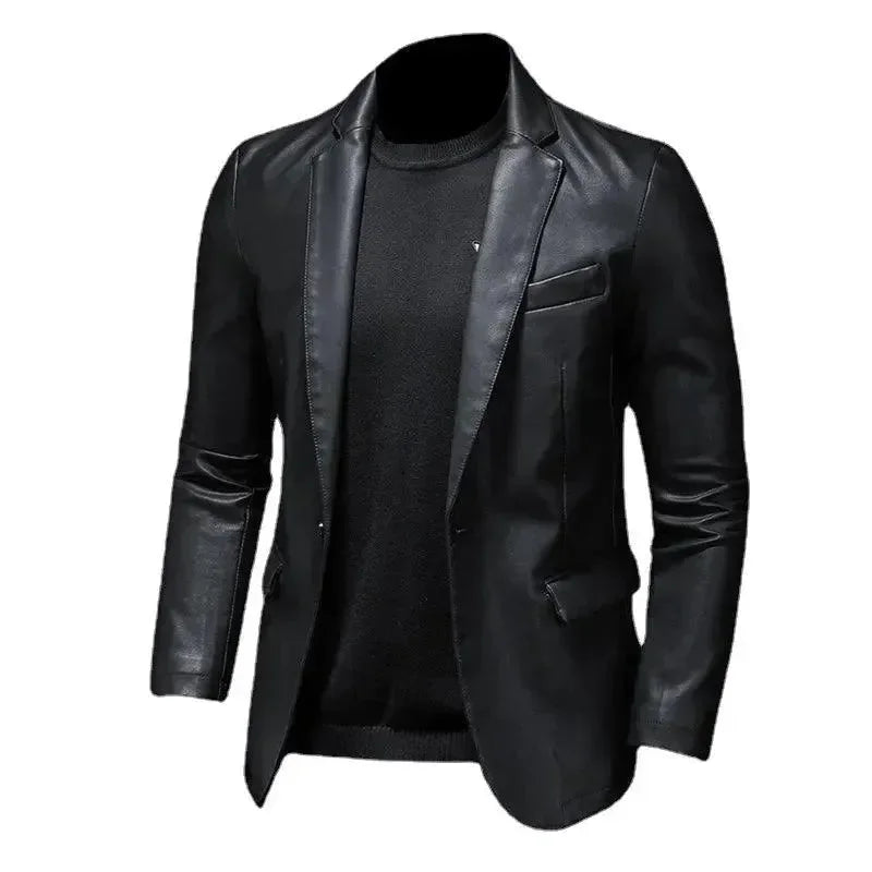Stilla | Sort PU-læder blazer til herrer