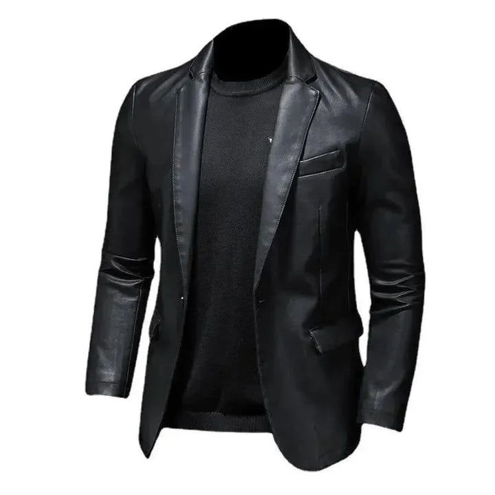 Stilla | Sort PU-læder blazer til herrer