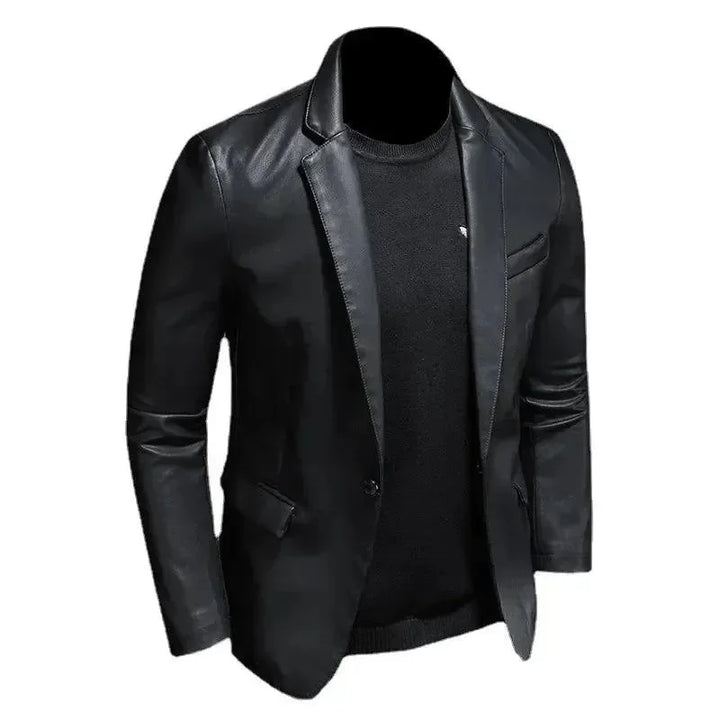 Stilla | Sort PU-læder blazer til herrer