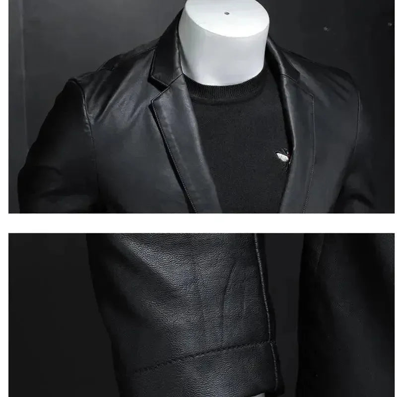 Stilla | Sort PU-læder blazer til herrer