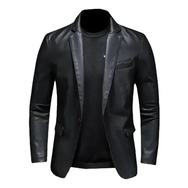 Stilla | Sort PU-læder blazer til herrer