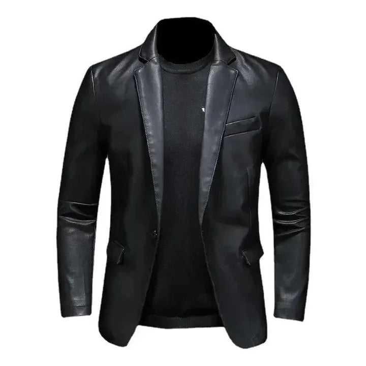 Stilla | Sort PU-læder blazer til herrer