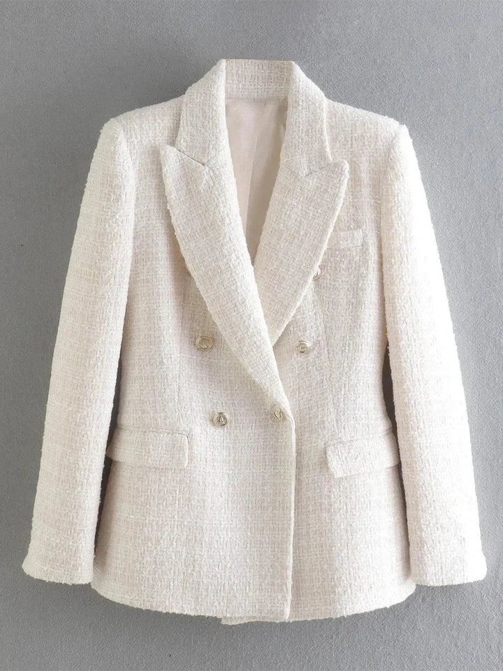 Stilla | Blandet dobbeltknap tweed blazer damer
