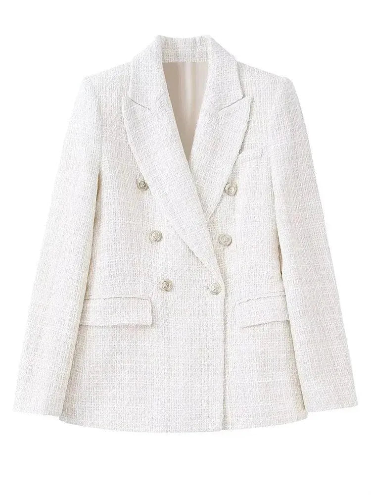Stilla | Blandet dobbeltknap tweed blazer damer