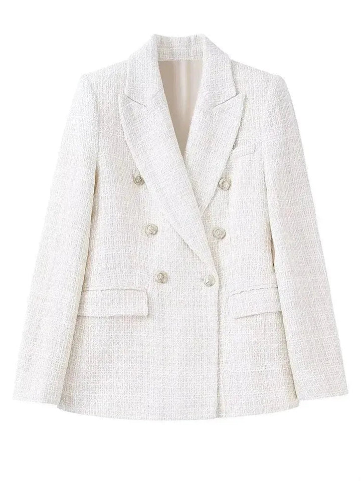 Stilla | Blandet dobbeltknap tweed blazer damer