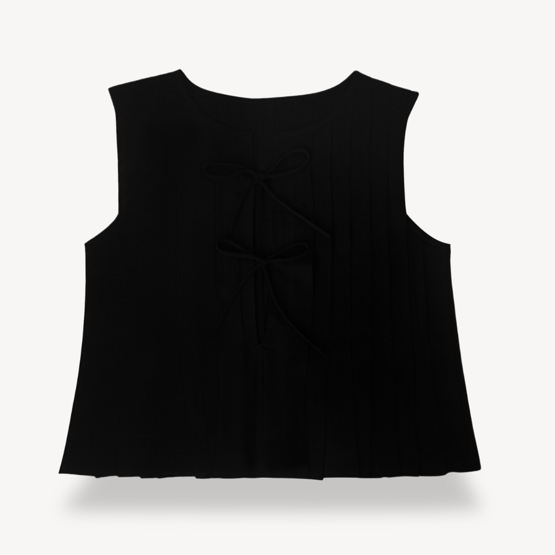 Stilla | Kvinders Linned Plisseret Knytte foran Top