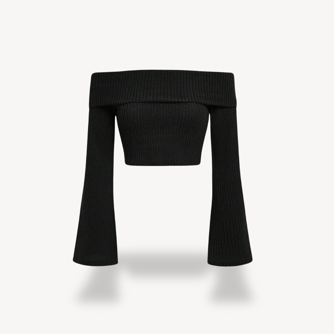 Stilla | Kvinders Ribbet Strik Off shoulder Top