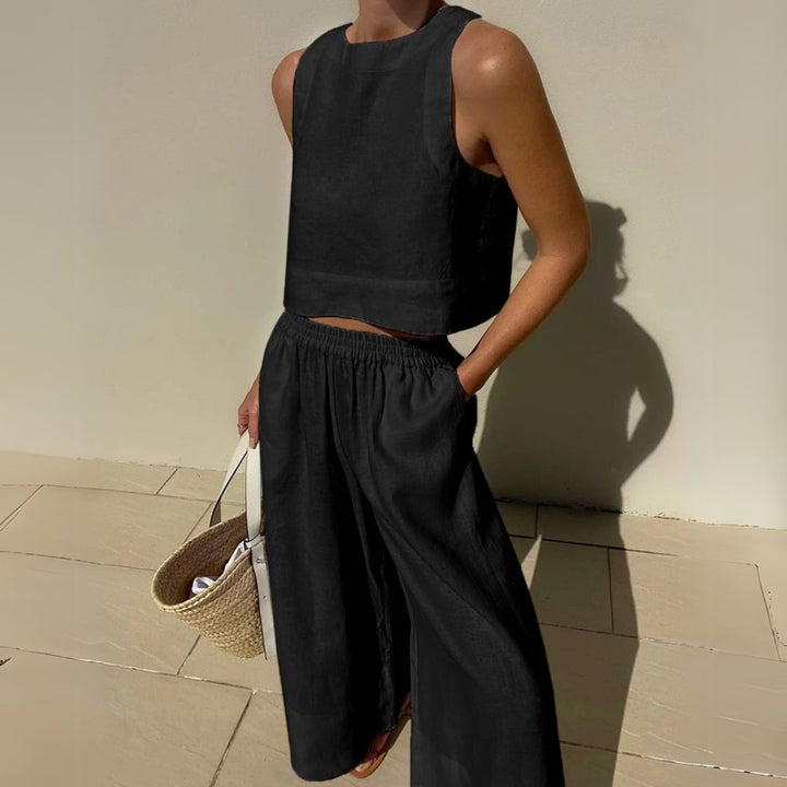 Stilla | Linned Tank Top Bukser Sæt Kvinder