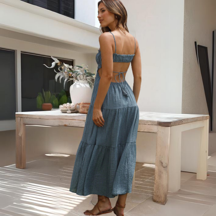 Stilla | Elegant Midi Sommerkjole Med Spaghetti Stropper