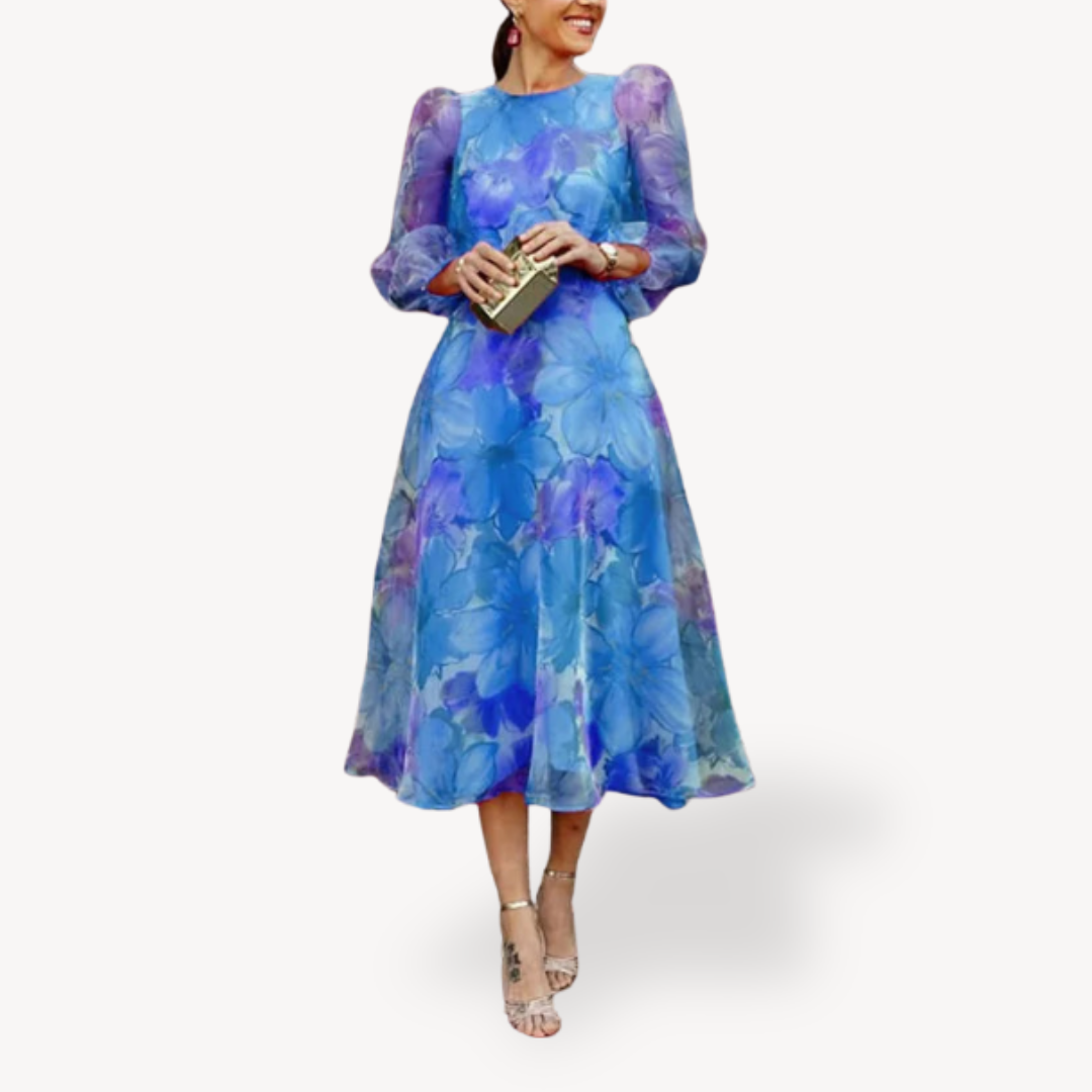 Stilla | Blomsterprintet Chiffon Midi Kjole Til Kvinder