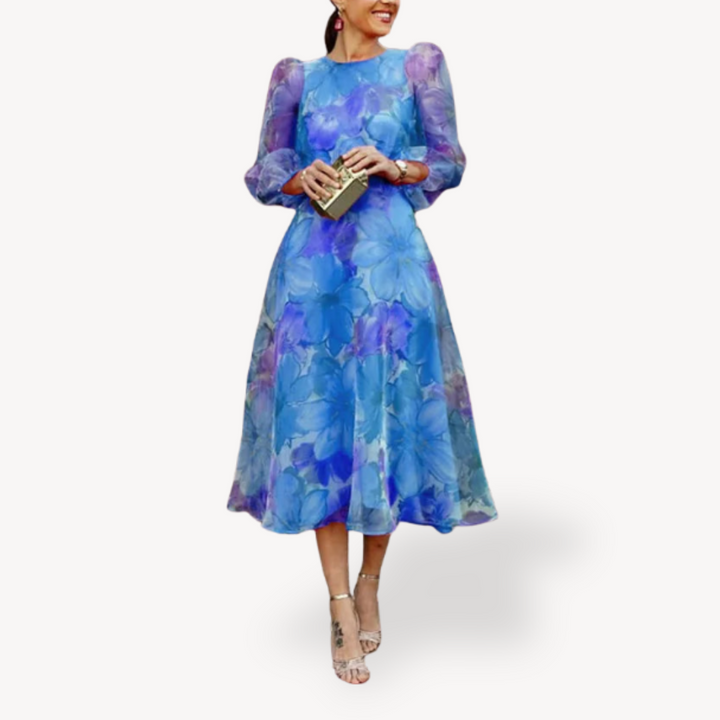 Stilla | Blomsterprintet Chiffon Midi Kjole Til Kvinder