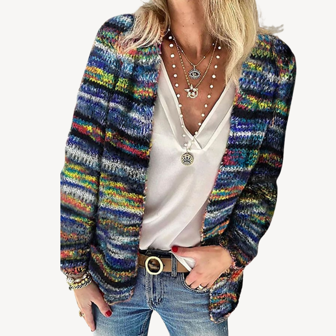 Stilla | Dame Multifarvet Strikcardigan