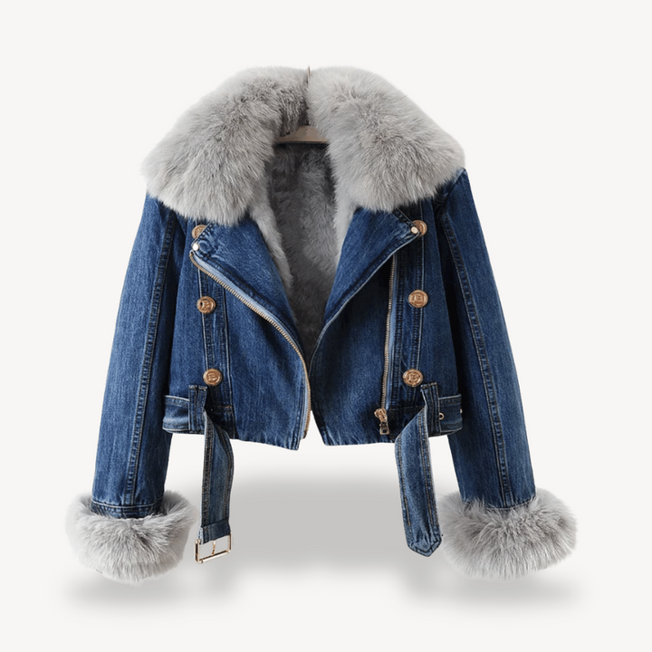 Stilla | Künstpelsforet Denimjakke til kvinder