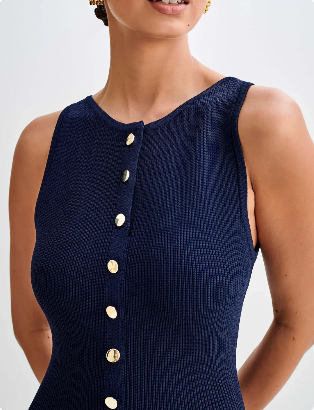 Stilla | Elegante Strikket Maxi Kjole Med Knapper