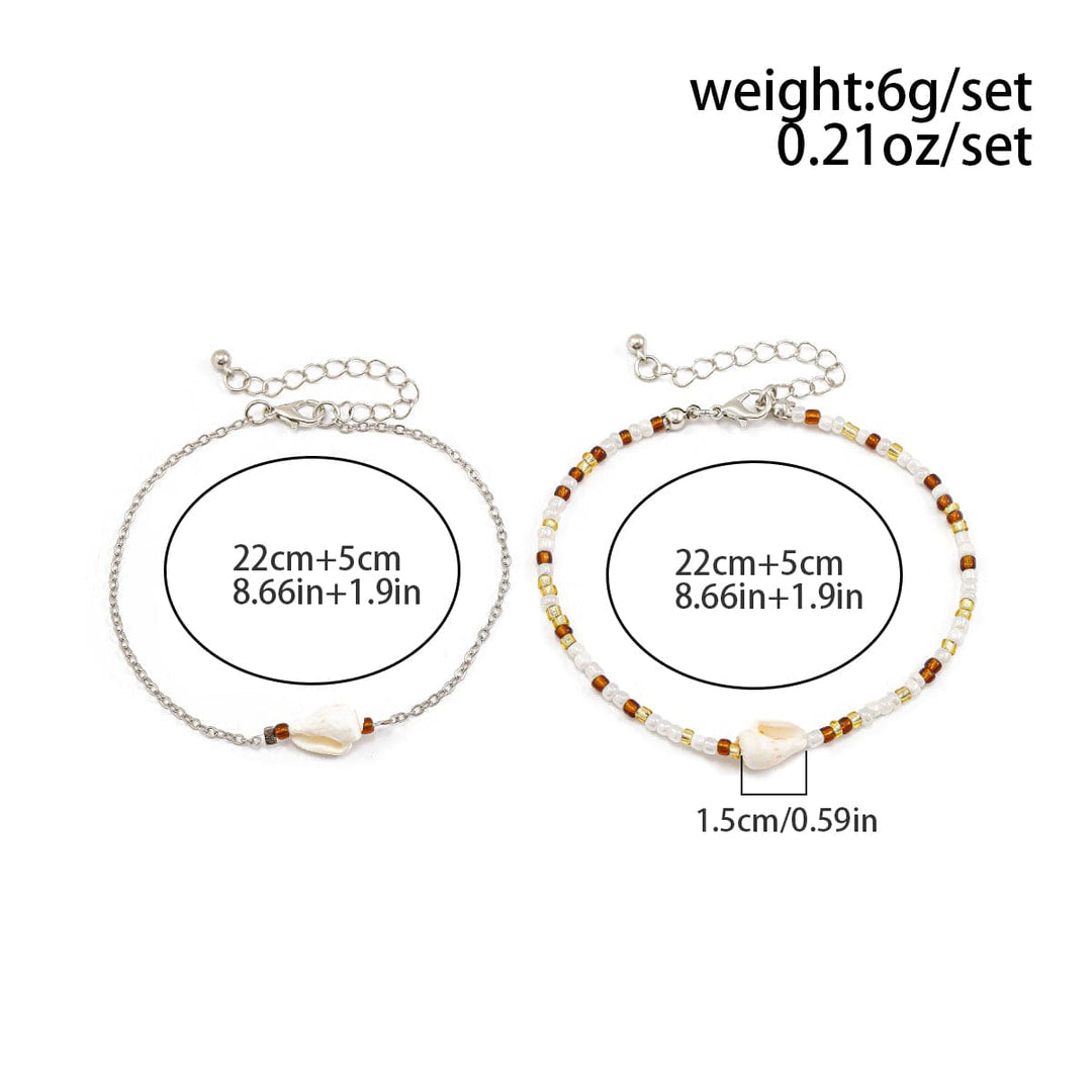 Boho 2Pcs Skald Charm Perle Curb Kæde Ankel Sæt