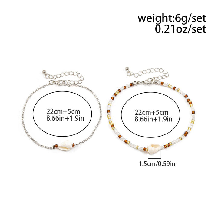 Boho 2Pcs Skald Charm Perle Curb Kæde Ankel Sæt