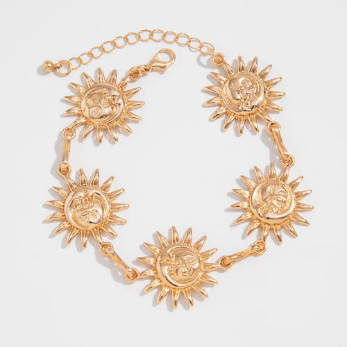 Boho Guld Sølvbelagt Sol Ankelkæde