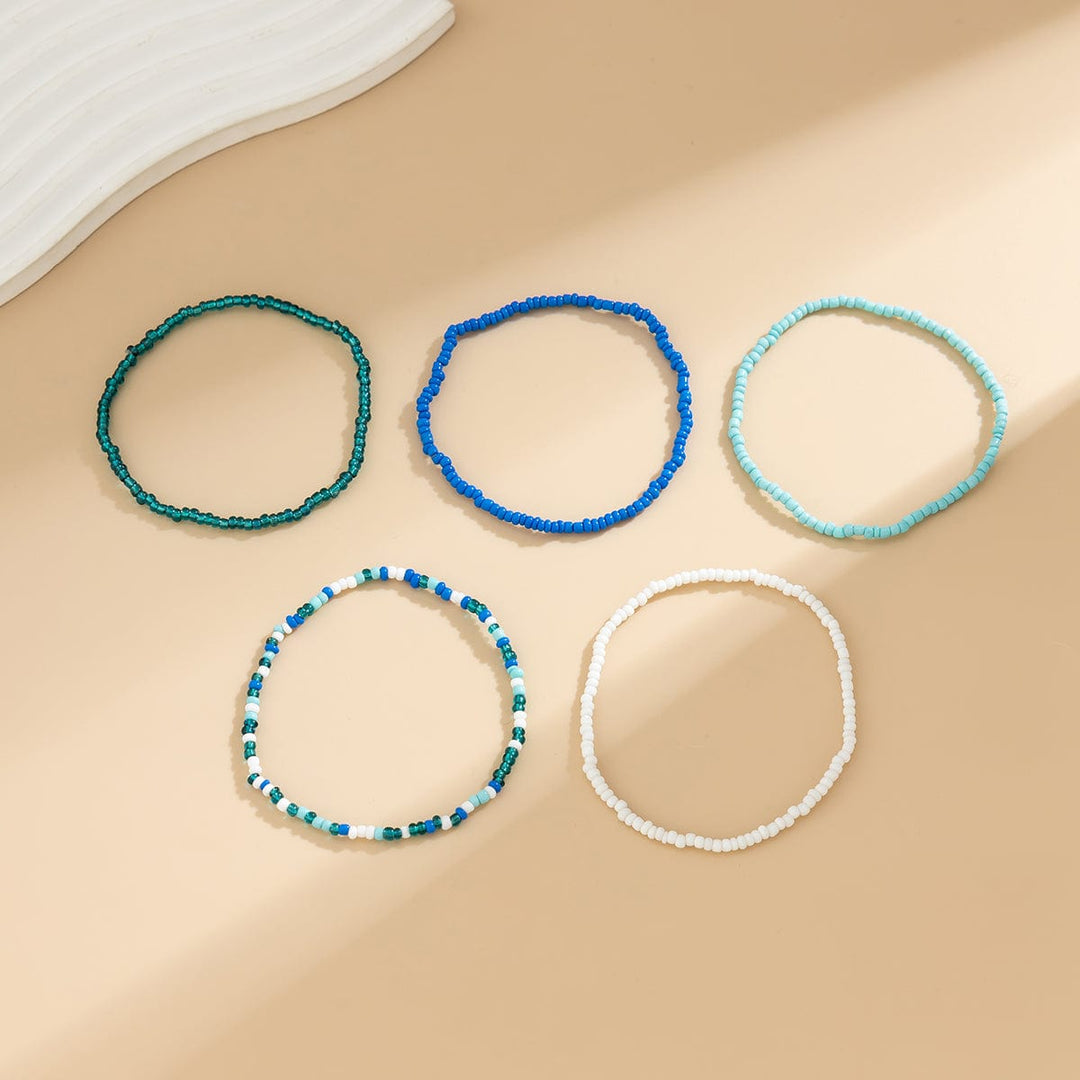 Boho Lagdelt Ocean Stil Krystal Perle Stabelbare Ankel Sæt