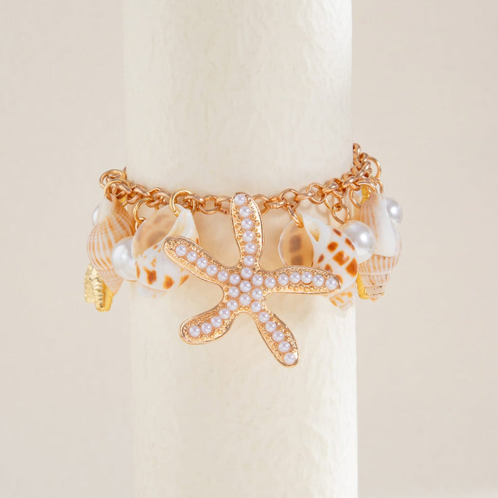 Boho Perle Indlagt Søstjerne Conch Fryns Anklet