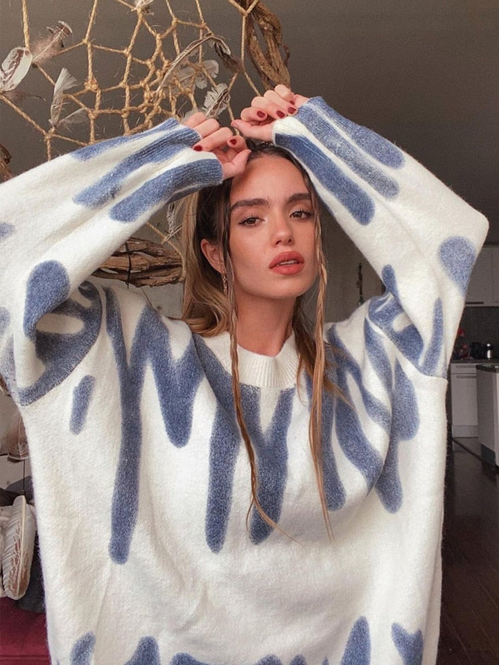 Stilla | Damer Stribet Strikpullover
