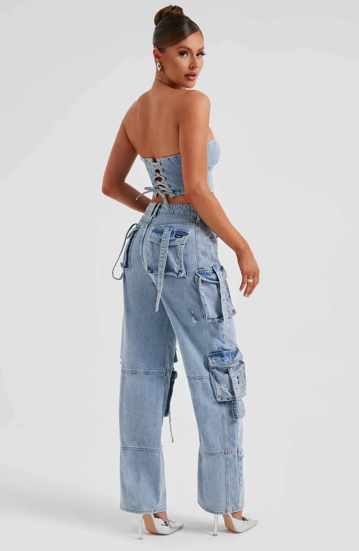 Stilla | Denimkorset Og Cargo Buksesæt