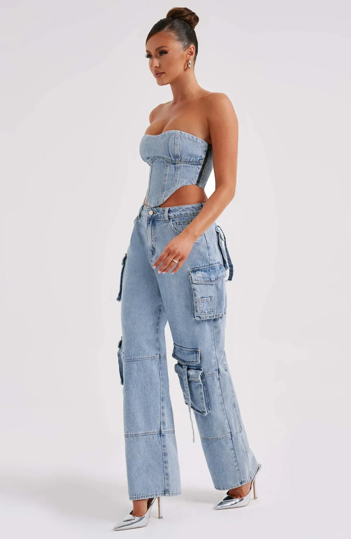 Stilla | Denimkorset Og Cargo Buksesæt