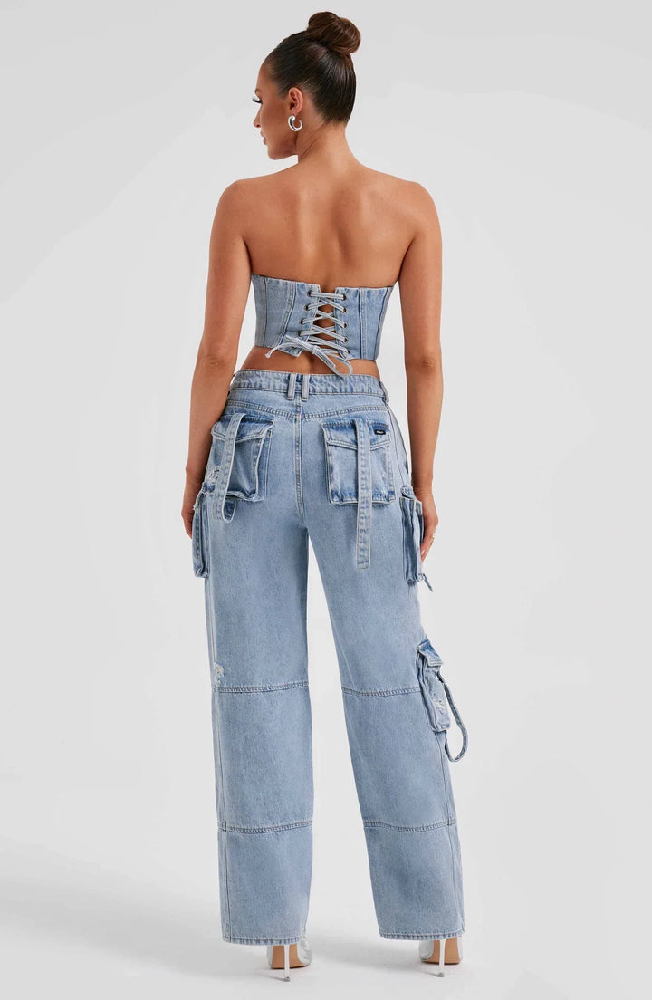 Stilla | Denimkorset Og Cargo Buksesæt