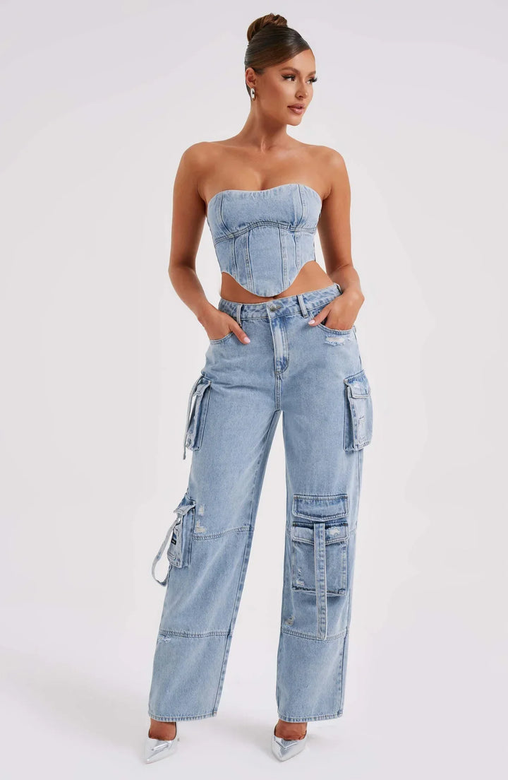 Stilla | Denimkorset Og Cargo Buksesæt