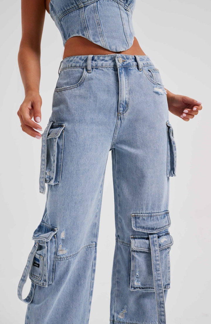 Stilla | Denimkorset Og Cargo Buksesæt