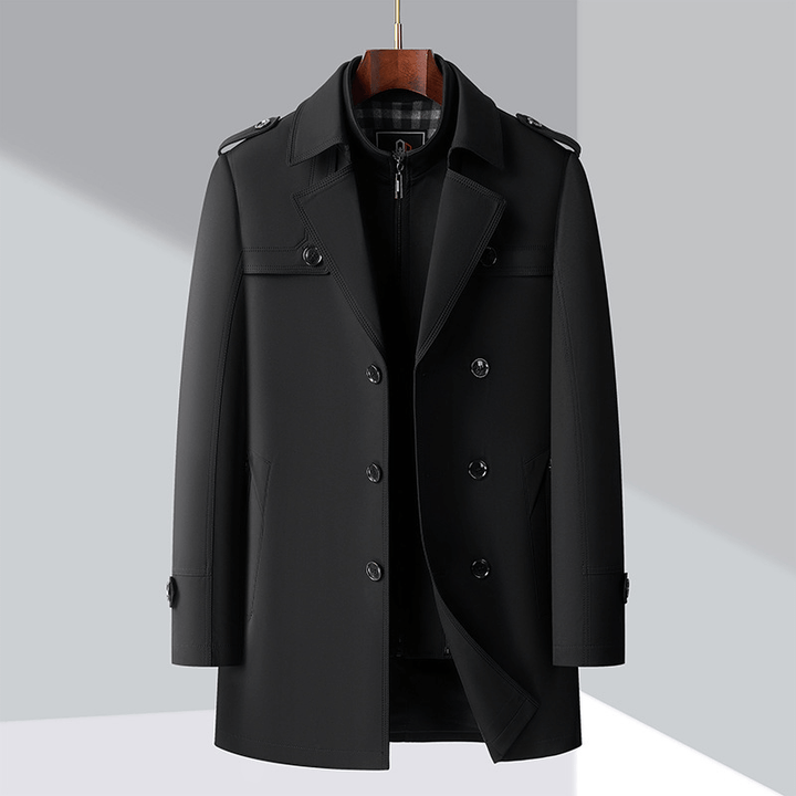 Stilla | Herrens dobbeltbrystet trenchcoat