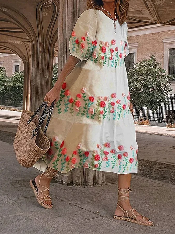 Stilla | Damekjole Med Blomster Retro Mønster
